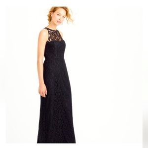 J. Crew | Pamela | Long Black Lace Dress